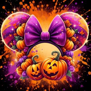 an image of halloween pumpkins with purple bow and headband on it's ears Disney Halloween Apple Watch Halloween Quotes, Halloween Pictures, Autumn Art, Disney Halloween, brown