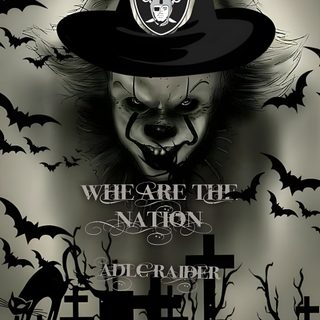 an image of a creepy clown with a hat on it's head and bats in the background Raiders Halloween Raiders Emoji, Raider Emoji, Cool Raiders Pfp, Evil Clown Black And White, dark slate gray