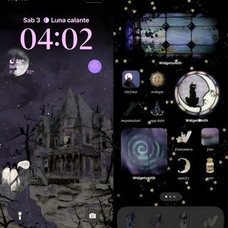 an iphone screen showing the theme for halloween Halloween Ideas Ios 16 Celestial Phone Theme, Phone Themes Dark, Halloween Phone Layout Ideas, dark slate gray