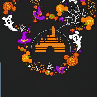mickey mouse's castle surrounded by pumpkins, ghost and other halloween related items Disney Halloween Apple Watch Halloween Iphone, Disney Halloween Sublimation, Disney Halloween Tshirt Ideas, black