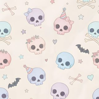 skulls and stars on a white background with pink, blue, and purple colors in the shape of hearts Cute Halloween Skull Spooky Pastel Background, Cute Halloween Skull, Colorful Skull Art, Goth, linen