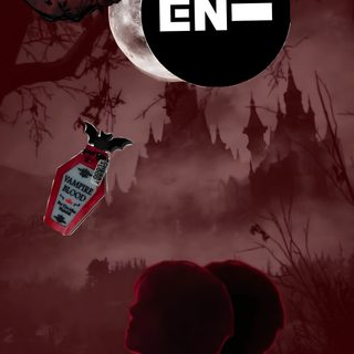 an image of a person in front of a full moon with the words en above it Enhypen Halloween black