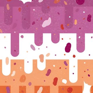 a bat flying over the top of a cake with sprinkles on it Lesbian Halloween Halloween Pride, Sapphic Halloween, Lesbian Halloween, Lgbtq Halloween, indian red