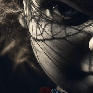 a woman with her face painted like a skeleton and the shadow of a human head Halloween Chucky Horror Movie Posters, Chucky Laptop, Red Hair, Chucky Zoom Background, Fond D Ecran, black