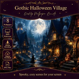 a puzzle board game with an image of a witch's village in the background Halloween Village For Pc black