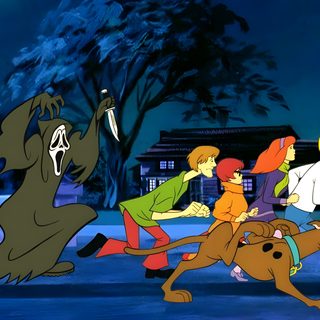 scooby and friends running in the street at night Scooby Doo Halloween Desktop Scooby Doo Halloween, Scooby Doo Pictures, Scooby Doo Mystery Inc, dark slate gray