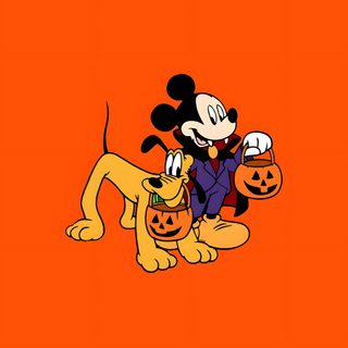 mickey mouse with pumpkins on an orange background Pluto Halloween Halloween Characters, Disney Halloween Prints, Halloween Disney, Disney October, orange red