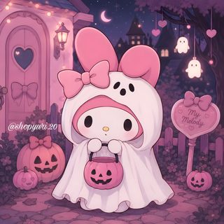 hello kitty halloween wallpaper with pumpkins and jack - o'- lanternes My Melody Halloween pale violet red