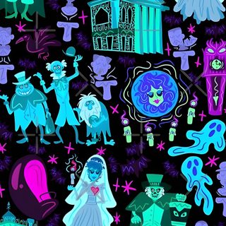 an image of some cartoon characters on a black background with blue and purple colors, Haunted Mansion Halloween Haunted Mansion Watch, The Haunted Mansion, Disney Haunted Mansion Iphone, midnight blue