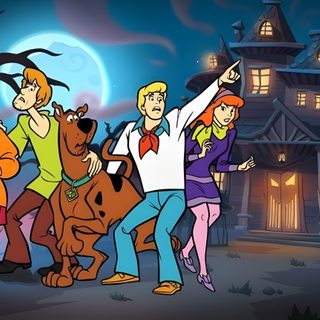 cartoon characters in front of a house at night Scooby Doo Halloween 1920x1080 Desktop Desktop Scooby Doo, 1080p Scooby Doo, Scooby Doo Laptop, dark slate gray