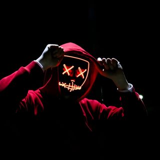a person in a red hoodie with a scary mask covering their face and hands Halloween 2018 4k Dark Background, Black Background, Phish, Computer, Laptop, Pc,