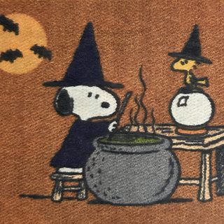 a door mat with a cartoon dog sitting at a table in front of a caulder full of witches 2000s Halloween Aesthetic Snoopy And Charlie, Images Snoopy, Image Halloween, Fall Boards, sienna