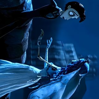an animated character is standing next to another character in a dark blue room with light coming from the ceiling Halloween Corpse Bride Video Pc, Live Iphone Aesthetic, Crazy For Laptop, Corpse Bride 4k, midnight blue