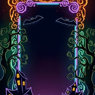 an image of a halloween scene with pumpkins Spooky Neon Halloween Halloween Live Iphone, Spooky Halloween Pictures, Spooky Background, black