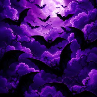 bats in the night sky with clouds and a full moon behind them, all lit up Halloween Bat Moon Purple Large Purple Halloween, Glow Cloud, Bat Art, Watch, Apple Watch, midnight blue
