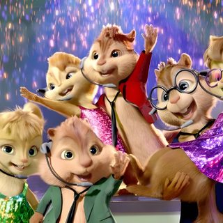the chipmuns are dressed up in costumes and posing for a photo with fireworks behind them Alvin And The Chipmunks Halloween Alvin And The Chipmunks Friends, Alvin And The Chipmunks Group, Alvin And The Chipmunks Gang, gray