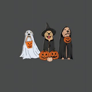 three dogs in halloween costumes with pumpkins Golden Retriever Halloween Ghost Dog Iphone, Cute Halloween Dog Cartoon, Dog Pumpkin, dark slate gray