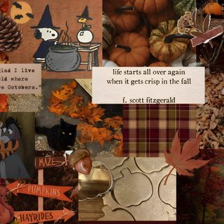 a collage of halloween images with pumpkins, ghost and other things in the background Halloween Aesthetic Collage Laptop saddle brown