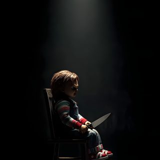 a child sitting on a chair with a knife in his hand under a light that is shining down Halloween Scary Chucky Creepy Ipad, Chucky Iphone, Chucky, Anuel Aa, Evil Disney, Mecca Images, black