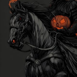 a man riding on the back of a horse next to a fire filled sky with red eyes Halloween Headless Horseman Halloween Pictures, The Headless Horseman, Headless Horseman Desktop, black