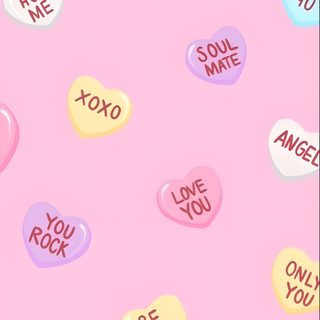 candy hearts with the words i love you next to each other on a pink background Halloween Conversation Hearts Iphone Violet, Iphone, Hello Kitty, Kitty, Valentines, misty rose