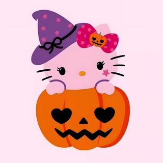 a hello kitty sitting on top of a pumpkin wearing a witches hat with her eyes closed Halloween With Hello Kitty In A Hat Hello Kitty Pumpkin Pink, Iphone Cute Hello Kitty Halloween, Pink Hello Kitty Halloween, lavender blush