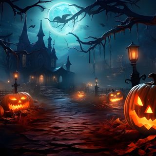 a halloween scene with jack o lantern and pumpkins Happy Halloween 4k Halloween Backgrounds Landscape, Halloween Background Realistic, Halloween Full Moon Background, black