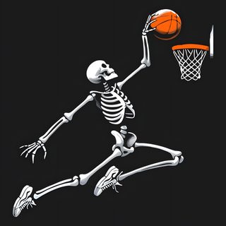 a skeleton playing basketball in the dark Halloween Nba Skeleton Dunking Basketball, Basketball Ghost, Grim Reaper Basketball, black