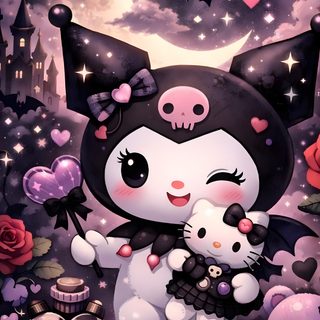 Kuromi Art, All Sanrio Characters Wallpaper, Kurumi Hello Kitty, Halloween Wallpaper Backgrounds, Kuromi Witch Wallpaper, Kuromi Images Wallpaper, Kromium Hello Kitty, Kuromi Cute Wallpaper, Witch Wallpaper Kuromi Sanrio Halloween Kuromi Art, All Sanrio Characters, Kurumi Hello Kitty, dark slate gray