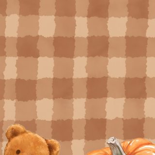 a painting of a teddy bear next to a jar of peanut butter and a pumpkin Autumn Halloween Iphone Autumn Bear Background, Fall Baby, Cute Fall Bear, Fall Bear Background, dark salmon