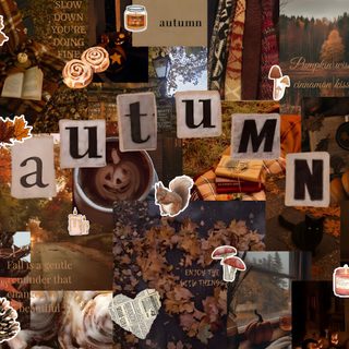 a collage of autumn images with words and pictures on them that spell out autumn Fall Halloween Ipad Cozy Fall Aesthetic Ipad, Fall Theme Ipad, Cute Autumn Ipad, dark olive green