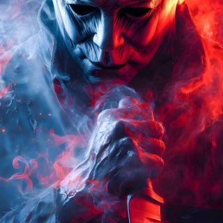 a man holding a knife in front of a fire filled background with words that read, the Michel Myers Halloween Iphone Michael Myers Iphone 4k, Michael Myers Scary, Michael Myers 4k, dark slate gray