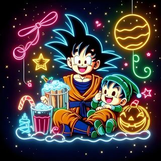 an image of a cartoon character sitting on the ground Dragon Ball Halloween Instagram, black
