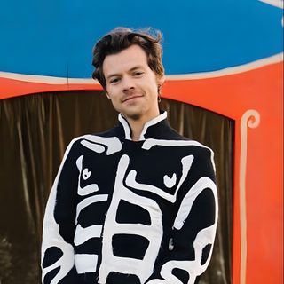 a man is standing in front of a tent Harry Styles Happy Halloween Iphone Harry Styles Pumpkin Painting, Harry Styles Circus, Harry Styles Pumpkin, dim gray