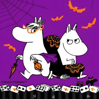 a calendar with two cats on it and spider web in the background, as well as bats Moomin Halloween Moomin Christmas, Moomin Fall, Moomin Halloween, Moomin Autumn, dark magenta