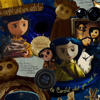 an image of some cartoon characters on a blue background Halloween Iphone Movies And Shows Coraline And Wybie, Coraline Art, Coraline Movie, dark slate gray