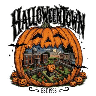 a pumpkin with the words halloween town on it Halloweentown Pumpkin Halloweentown Aesthetic, Halloweentown Art, Retro Halloween Art, salmon