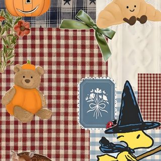a collage with many different items on top of each other, including pumpkins and witches Baggu Halloween Curious George Aesthetic Fall, Snoopy Autumn, Cutesy Fall, rosy brown