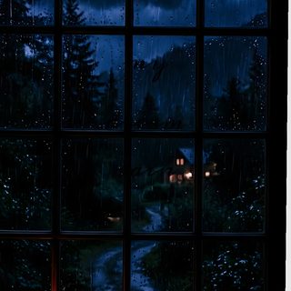 a candle is lit in front of an open window with a view of the rain outside Rainy Halloween Night Sky Phone, black