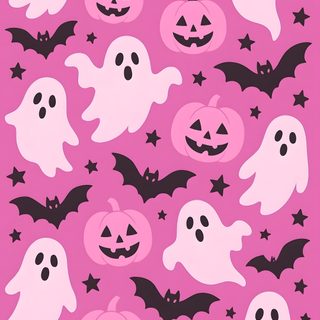 a pink background with black bats and ghost faces Pink Pastel Halloween Bats Pink Pastel Halloween Bats, Hot Pink Halloween, Cool For Your Phone,
