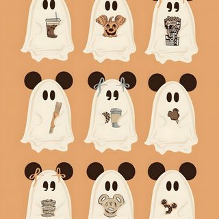 a group of ghost faces with different expressions Disneyland Halloween Halloween Cute, Disney Background, Disney Phone, Disney Decor, sandy brown