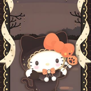 hello kitty halloween card with pumpkins on it Aesthetic Sanrio Halloween Sanrio Halloween, Fall Sanrio, Halloween Hello Kitty Aesthetic, dim gray