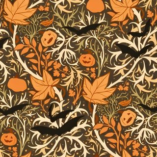 an orange and black floral pattern with leaves Halloween Trellis Ikat Custom New Year, Holiday, New Year’s Eve, Christmas Eve, Christmas, saddle brown
