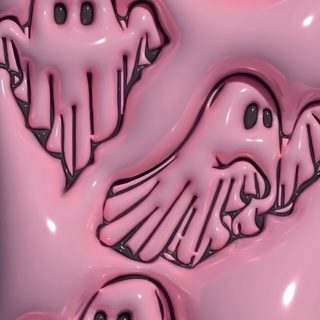 three pink plastic birds with black eyes on them Halloween Liquid Boo Printable And 3d Iphone Halloween, Halloween Puffy, Aesthetic Pink Halloween, rosy brown