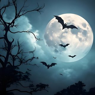 bats flying in front of a full moon Laptop Hd 1080p Aesthetic Halloween Cartoon Background, Photo To Cartoon, Photo Logo, dark slate gray