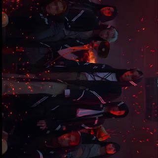 several people are standing in the rain with umbrellas Ateez Halloween Creative Phone Ideas, Dark Aesthetic, Group Of People With Red Sparks, black