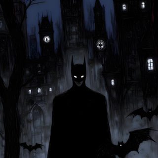 a batman standing in front of a castle at night with the moon shining behind it Batman Halloween Batman Halloween Iphone, Batman Gothic, Batman Halloween Background, Batman Horror, black