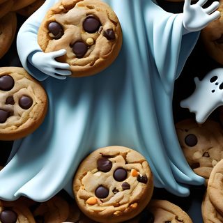 there is a ghost with cookies in front of it Halloween Cookie dim gray