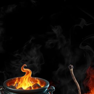 a caulder on fire with roses in the foreground and other items surrounding it Halloween Spooky Cauldron Snakes Potions black
