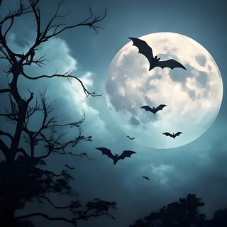 bats flying in front of a full moon Halloween Bats Moon Cartoon Background, Photo To Cartoon, Photo Logo, Halloween Night, Laptop, dark slate gray